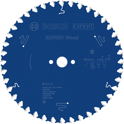 BoschEXPERT 木工圆锯片 184 毫米，用于精确切割木材。